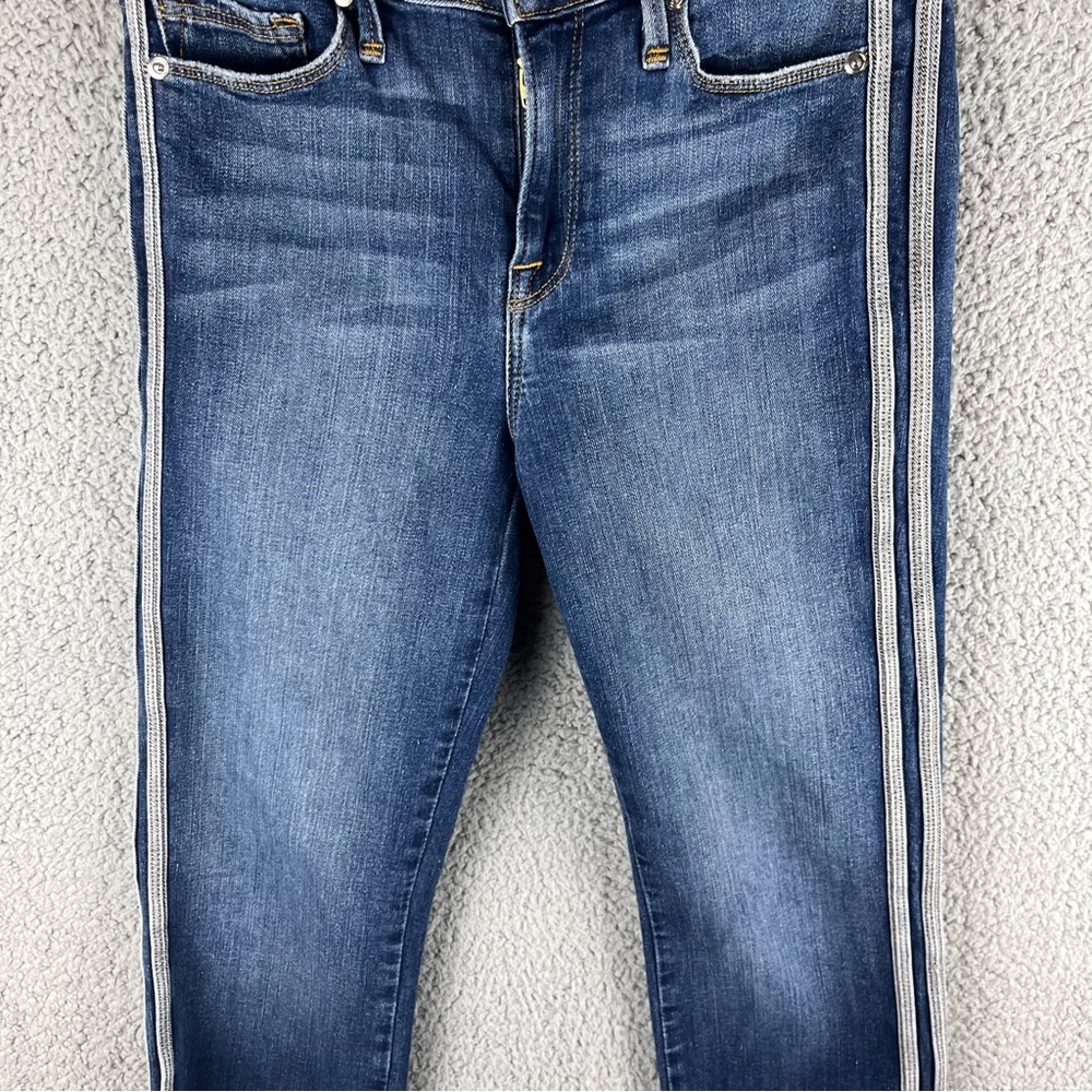 Good American Size 2/26 Raw Hem‎ Good Legs Athletic Side Stripe Skinny Jeans - Picture 7 of 15